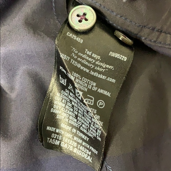 TED BAKER Navy Blue Bigdeal Check Shirt 3XL - Picture 8 of 8